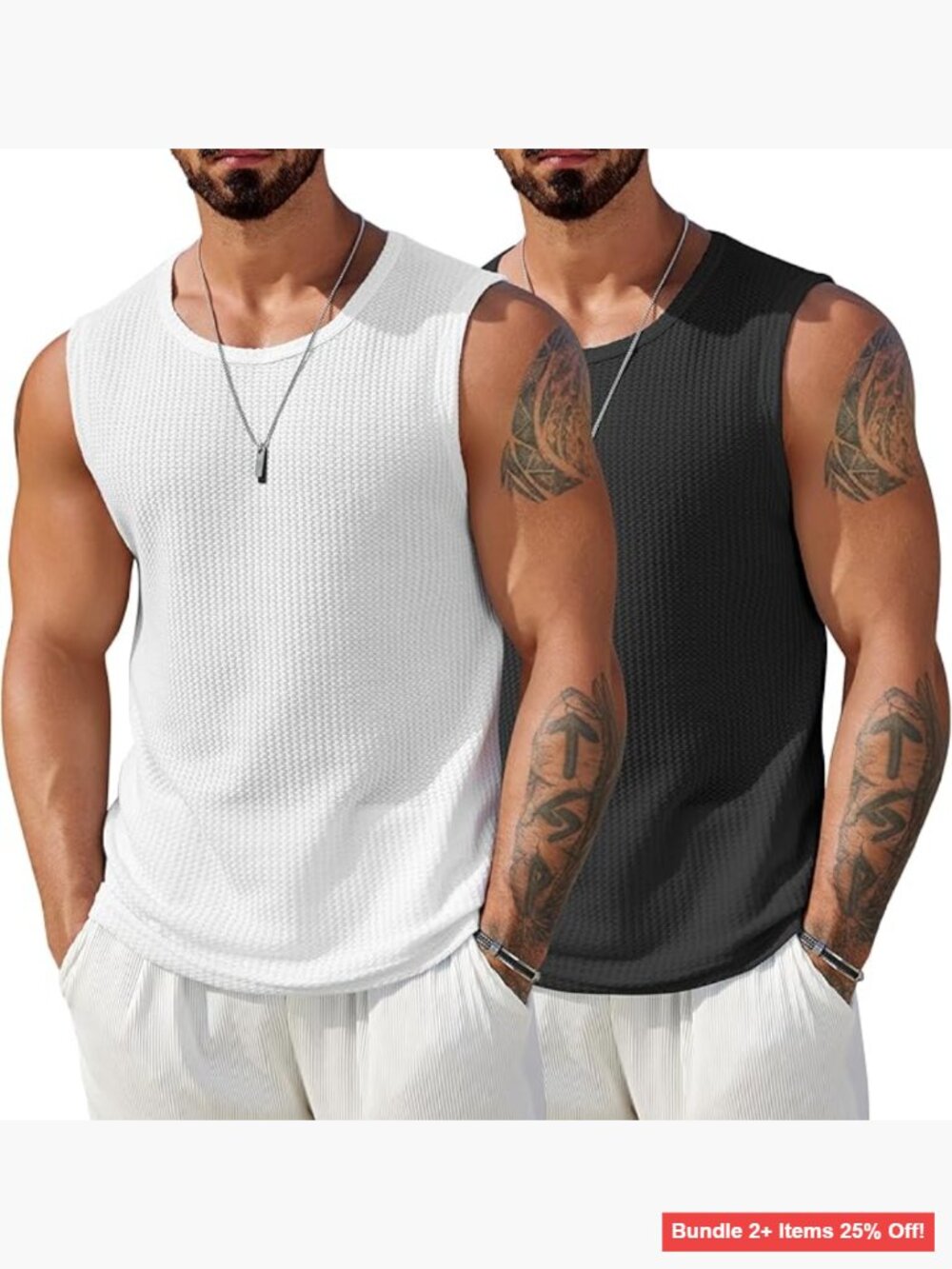 Men's Waffle Knit Tank Top, Breathable Muscle Tee, Summer Casual Shirt
